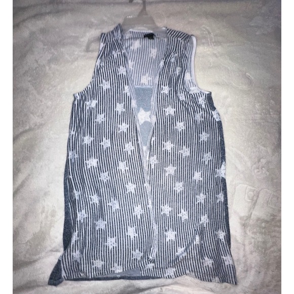 New Directions Stars Vest Sleeveless Patriotic USA Americana Blue White M - Picture 1 of 5